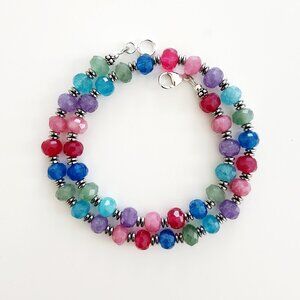 BRIGHT & BRILLIANT MULTI COLOR DYED JADE NECKLACE, 16 inches long